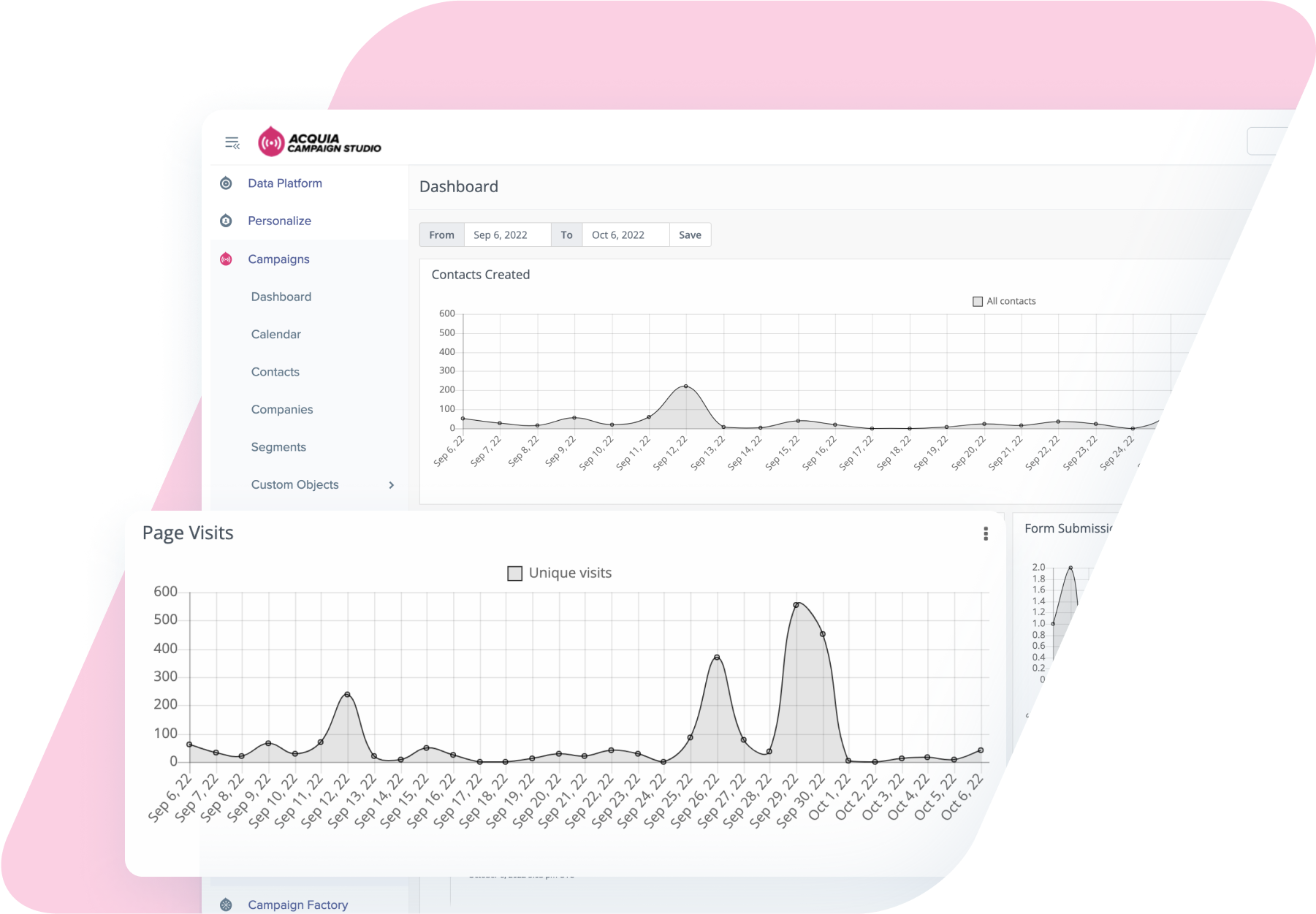 Campaign Studio product screenshot in a parallelogram